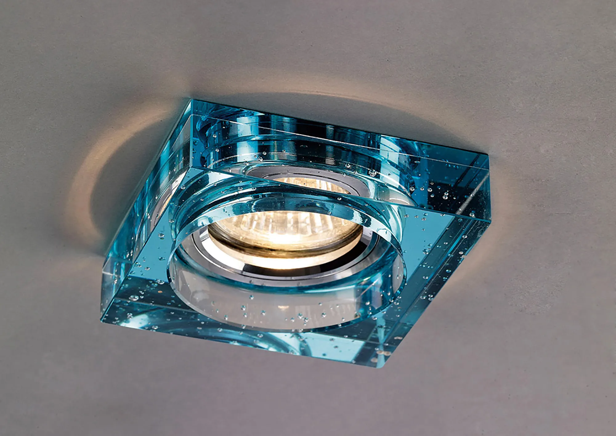 IL30832AQ  Crystal Bubble Downlight Square Rim Only Aqua
